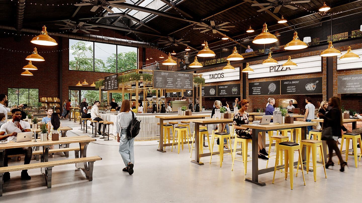 CGI image of the DyeWorks interior